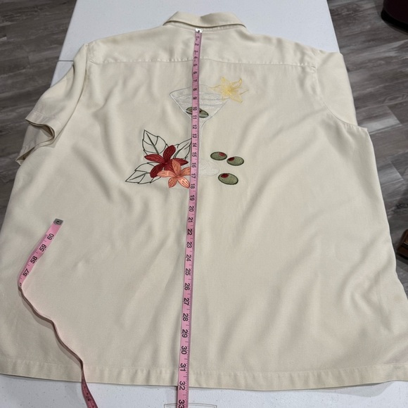Caribbean Silk Blend Shirt Ivory Cocktail Embroidery Hawaiian Beach Men’s XXL - Picture 8 of 13